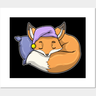 Fox at Sleeping with Pillow & Sleepyhead Posters and Art
